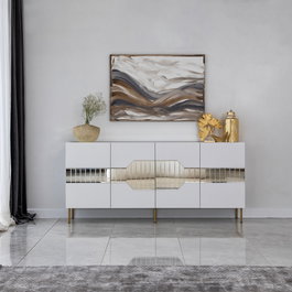 Hanah Home Consola Milan Blanca y Dorada